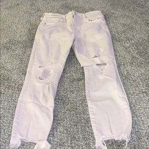 Abercrombie pink high rise ankle jeans